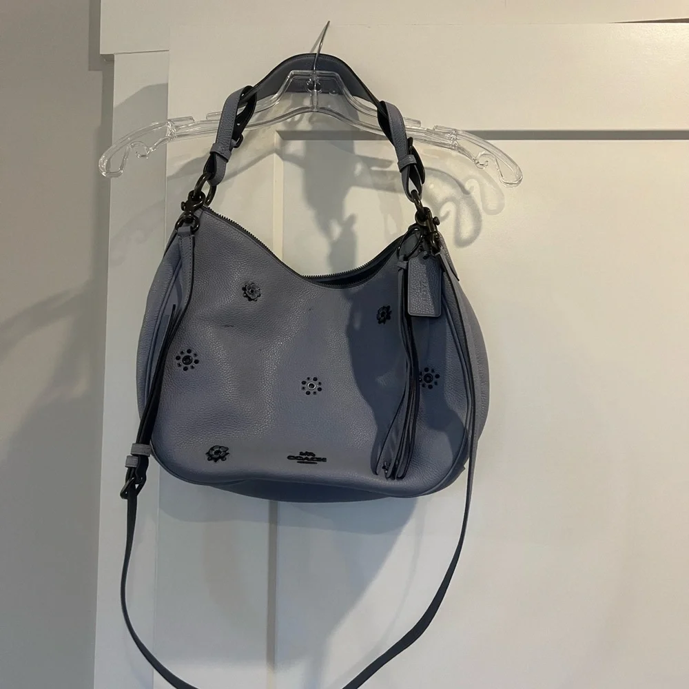 Coach Sutton Leather Hobo With Scattered Rivets Mist